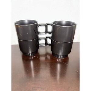 Set Of 4 Lurrier Mug‎ Gold And Black Stackable